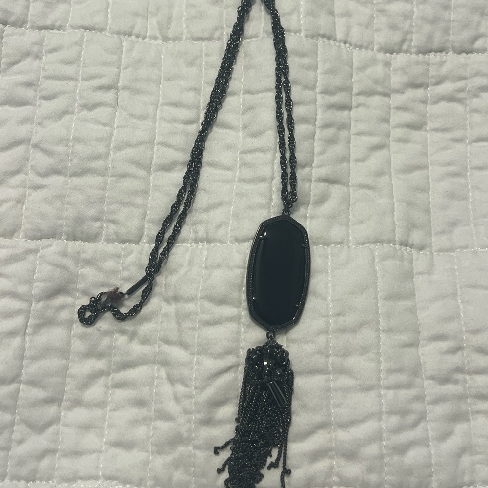 Black and gunmetal kendra scott rayne necklace